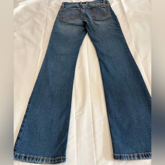 Wranglers Women W26 Bootcut Custom Rhinestone Pocket Stretch Western Jeans Y2K - Picture 3 of 16